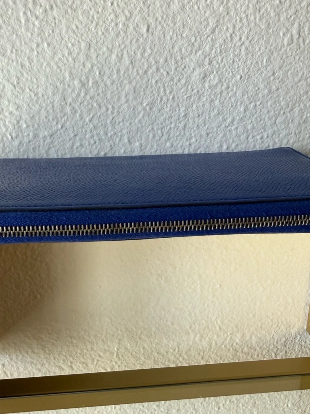HERMES Blue Leather Zip Wallet Clutch - Picture 12 of 13